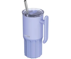 Quokka Umi - 720 ml Stainless Steel Thermal Mug with Straw and Silicone Base (Lavender)