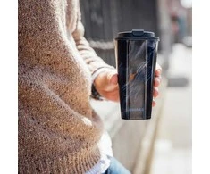 Quokka Vaso Cafe Doble Pared - Plastikinis puodelis su dvigubomis sienelėmis 450 ml (Dark Stone)