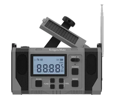 Saulės energija varomas radijas, nešiojamas SOS avarinis radijas, 10000 mAh išorinė baterija, žibintuvėlis, dinamo, Kruger &amp; Matz