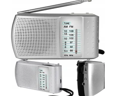 Radio Virtuvės radijas su baterijomis, nešiojamas, mažas, su FM AM SW antena, sidabrinės konstrukcijos - ER1070