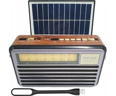 „Radio Vega“ NEŠIOJAMASIS RADIJO LIWA RETRO SU SAULES PLOKŠTELĖMIS, FM, BLUETOOTH, USB, SD, AUX, USB lempa, LX521BTS>