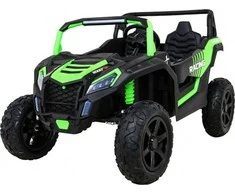 Ramiz Buggy ATV Strong Racing dla 2 dzieci Žalias + Silnik bezszczotkowy + Pompowane koła + Audio LED