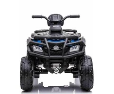 Ramiz Vaikiškas elektrinis keturratis 24V 80W, 2 greičiai, LED žibintai, nuo 3 metų, juodas odinis sėdynė