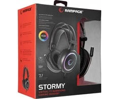 Rampage STORMY Juodas 7.1 USB erdvinio garso ausinės su mikrofonu