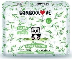 BambooLove bambuko pluošto vienkartinės sauskelnės XS (2-4kg) 27vnt.