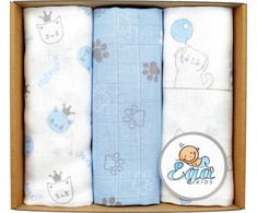 Rankšluostis EgaKids Didelės PREMIUM medžiaginės sauskelnės 70x80cm Spalvingos 3 vnt.