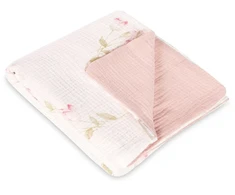 Rankšluostis Sensillo BLANKET CRUSHED MUSLIN 75x100 FLOWERS Rožinis