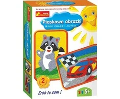 Ranok Smėlio paveikslai - Meškėnas ir automobilis