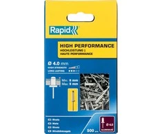 Rapid Greitasis segiklis, sustiprintos kniedės, o4, 12 mm, aliuminis, 500 vnt.