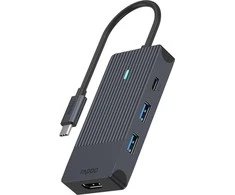 Rapoo USB-C kelių prievadų adapteris 4 viename, pilkas