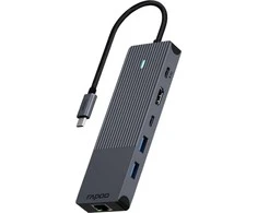 Rapoo USB-C kelių prievadų adapteris 6 viename, pilkas