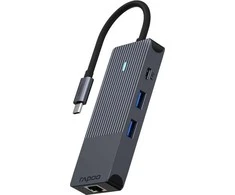 Rapoo USB-C kelių prievadų adapteris 8-in-1, pilkas