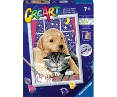 Piešimo pagal skaičius rinkinys CreArt Ravensburger 23706 Fluffy Friends