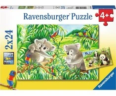 Ravensburger Dėlionė 2x24 vnt. - Mielos koalos ir pandos