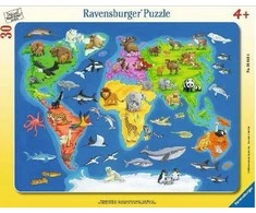 Ravensburger Dėlionė 30 vnt. - Žemėlapis: gyvūnų pasaulis