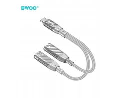 Telforceone Raycue BWOO BZ68 adapter 2w1 2x USB-C - jack 3.5mm pilka