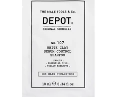 Depot, 100 plaukų valymo priemonių Nr. 107, kaolinas, plaukų šampūnas, skirtas pertekliniam riebalų išsiskyrimui reguliuoti, 10 ml