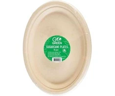 Rcm Pelikan Gogreen Kompostuojamos cukranendrių lėkštės Go Žalias oval 10 vnt. | 0,17 kg