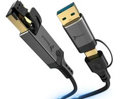 Reagle Tinklo kabelis ETHERNET 2W1 USB-C USB-A LAN laidui RJ45 1Gb/s 3M