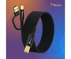 Reagle USB laidas spausdintuvui 2 m skeneriui 2 viename USB-A USB-B HP BROTHER EPSON + USB-C
