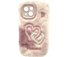 Dėklas RealPower Flauschi 2,flauschige Handyhülle,baltas/rosa 15