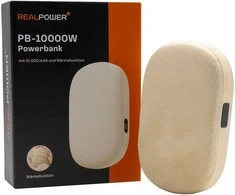 RealPower Powerbank PB-10000W,10000 mAh,beige,Wärmefunktion