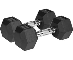 Gumuoti ketaus hanteliai HEX 2x9kg, REBEL ACTIVE