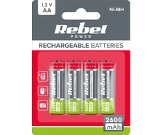 „Rebel“ akumuliatoriai REBEL AA, 2600 mAh, Ni-MH, 1,2 V, 4 vnt./pak., R6