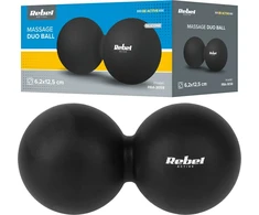 Duoball dvigubas masažo kamuolys 6.2 cm, juodos spalvos, silikoninė medžiaga, REBEL ACTIVE