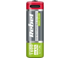 Rebel Įkraunami akumuliatoriai AA, 1600 mAh, Li-ion, 1,2V, 2 vnt./bl, R6, C tipo lizdas (BAT2014)