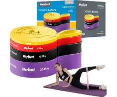 Latekso mankštos juostų rinkinys - Power Band PLs-2, 4-45 kg, 4 juostos, REBEL ACTIVE