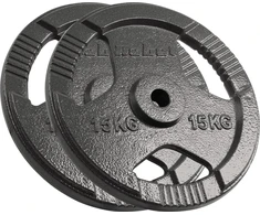 Ketaus svarelių rinkinys 2x15kg, skylė 31mm, plokštė su rankenomis, REBEL ACTIVE