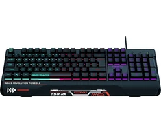 Rebeltec „Shark“ viso dydžio RGB žaidimų klaviatūra su integruotu riešo atrama, atspari vandeniui.