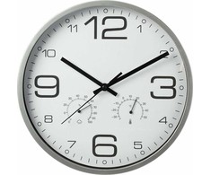 Nežinomas Sieninis laikrodis baltas su higrometru termometru 30 cm
