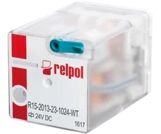 Relpol 804439 Pramoninė relė 3P 10A 24V DC AgNi/Au R15-2113-23-1024-WT 804439