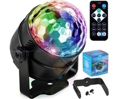 Kula Disko rutulinis disko projektorius RGB LED prožektorius vakarėlių lazeriui + nuotolinio valdymo pultas -E113