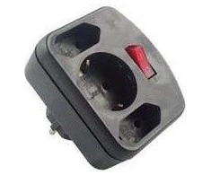 REV 3 kartų adapteris w. jungiklis juodas