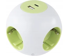 Listwa zasilająca REV PowerGlobe kostka 4 gniazda 1,4 m Baltai-žalia (0015408112)