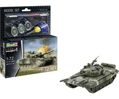 Revell T-72 M1 dovanų rinkinys 1/72 – plastikinis modelis su dažais ir klijais