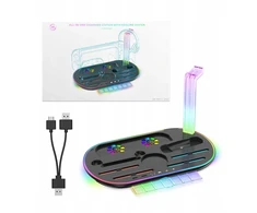 RGB įkrovimo stotelė + organizatorius, skirtas „Nintendo Switch 2 NS 2 Joy-con Pro Pad“ / JYS-ns2322-v1 / juodas