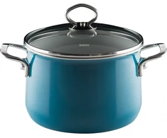RIESS Aukštas puodas su dangčiu 6,5l 24cm Akvamarinas QUARTZ ENAMEL AUSTRIJA