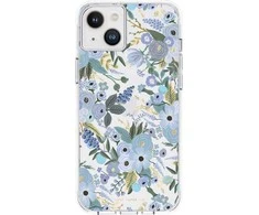 Rifle Paper Skaidrus šautuvų popierius – dėklas, skirtas iPhone 14 Plus (Garden Party Mėlyna)