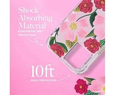 Rifle Paper Skaidrus šautuvų popierius – aukso spalvos dėklas skirtas iPhone 14 Plus (Rose Garden)
