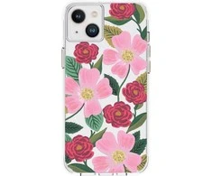 Rifle Paper Clear - dėklas decorated in auksinis skirtas Apple iPhone 14 Plus Rose Garden