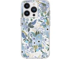 Rifle Paper Skaidrus šautuvų popierius – dėklas, skirtas iPhone 14 Pro (Garden Party Mėlyna)