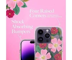 Dėklas Rifle Paper Clear - Case decorated in auksinis for Apple iPhone 14 Pro Rose Galden