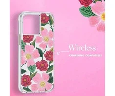 Rifle Paper Clear - dėklas decorated in auksinis skirtas Apple iPhone 14 Pro Max Rose Garden