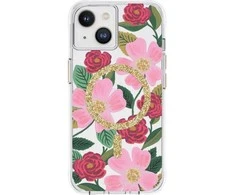 Rifle Paper Šautuvų popierius Skaidrus MagSafe – aukso spalvos dėklas skirtas iPhone 14 / iPhone 13 (Rose Garden)