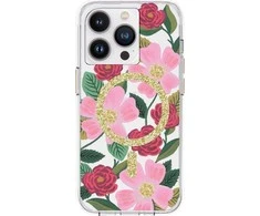 Rifle Paper Šautuvų popierius Skaidrus MagSafe – aukso spalvos dėklas skirtas iPhone 14 Pro (Rose Garden)