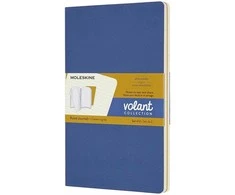 2 MOLESKINE „Volant“ sąsiuvinių rinkinys, L, 13x21 cm, linijuoti, 96 puslapiai, mėlynos/gintarinės geltonos spalvos